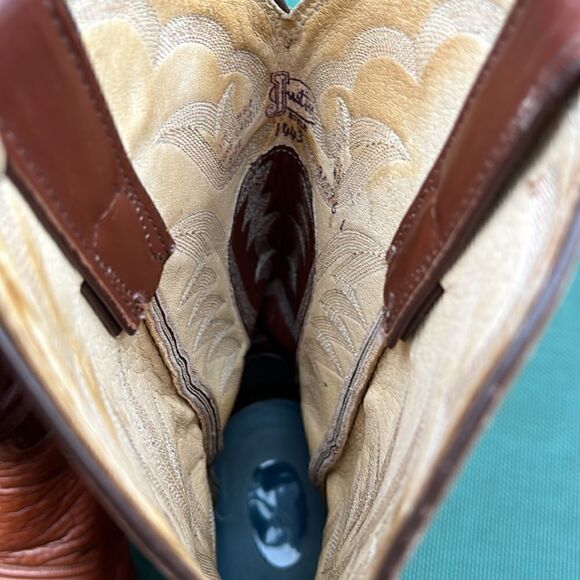 Justin Boots Vintage men’s Western Cowboy Size 19.5D Style 1443 USA Camel - Picture 7 of 11